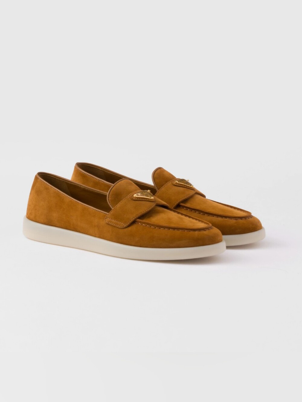 $1,050 Prada St. Tropez Suede Loafers UK 11 US 12 EU 45 Cognac Brown BNIB
